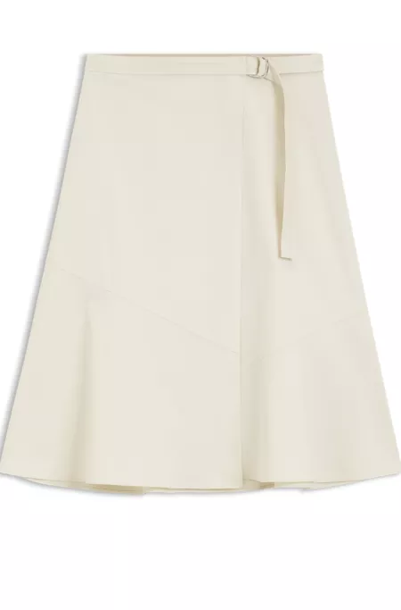 A-line wrap skirt in stretch cotton