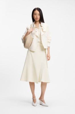 A-line wrap skirt in stretch cotton, Natural