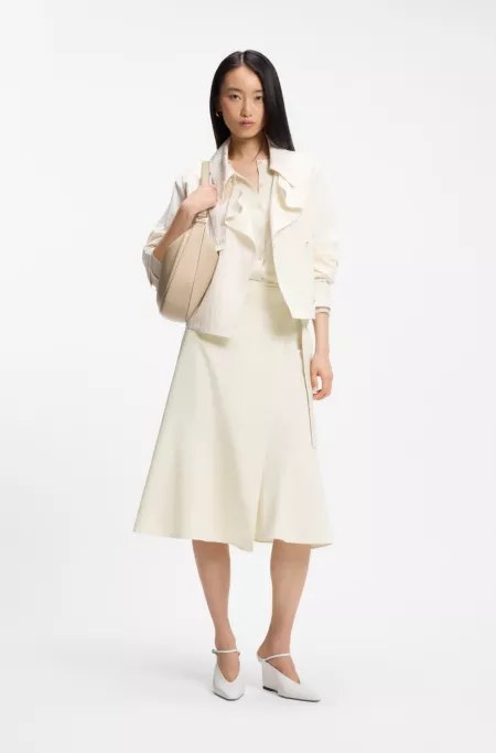 A-line wrap skirt in stretch cotton