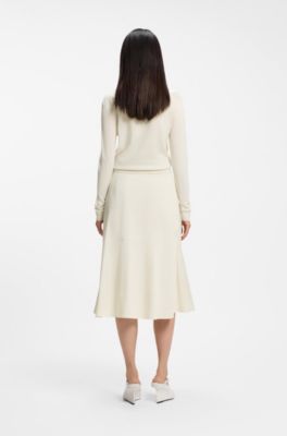 A-line wrap skirt in stretch cotton, Natural