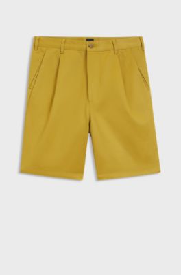 Relaxed fit-shorts i bomullstwill, Guld