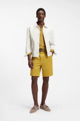 Relaxed-fit short van katoenen twill, goud