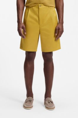 Relaxed fit-shorts i bomullstwill, Guld