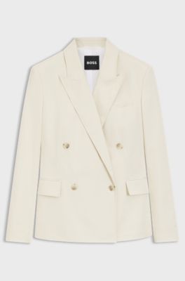 Blazer regular fit en algod&oacute;n el&aacute;stico, Natural