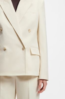 Blazer regular fit en algod&oacute;n el&aacute;stico, Natural