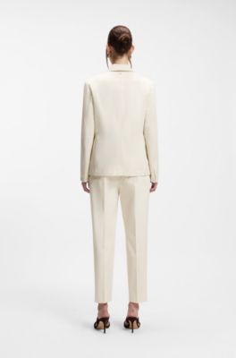 Regular-fit blazer in stretch cotton, Natural