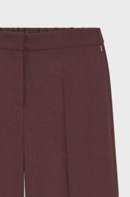 Shorts relaxed fit in misto lino, Marrone scuro