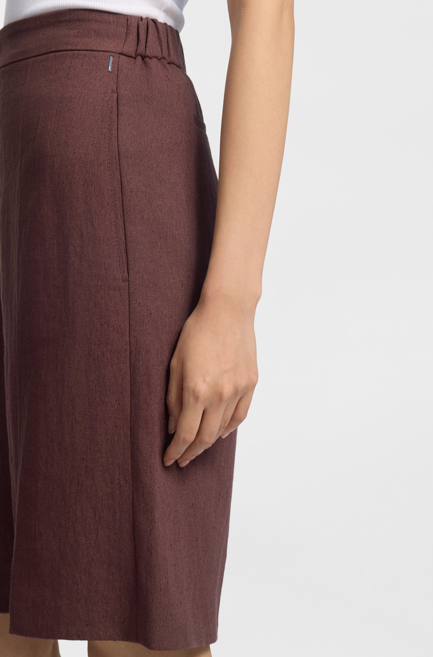 Boss Relaxed-fit shorts in a linen blend dam – bild 3