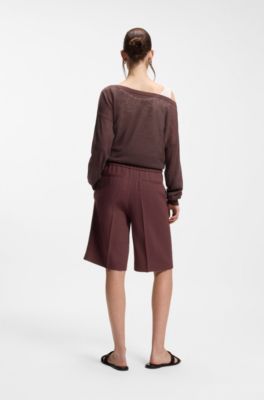 Relaxed-fit shorts in a linen blend, Dark Brown