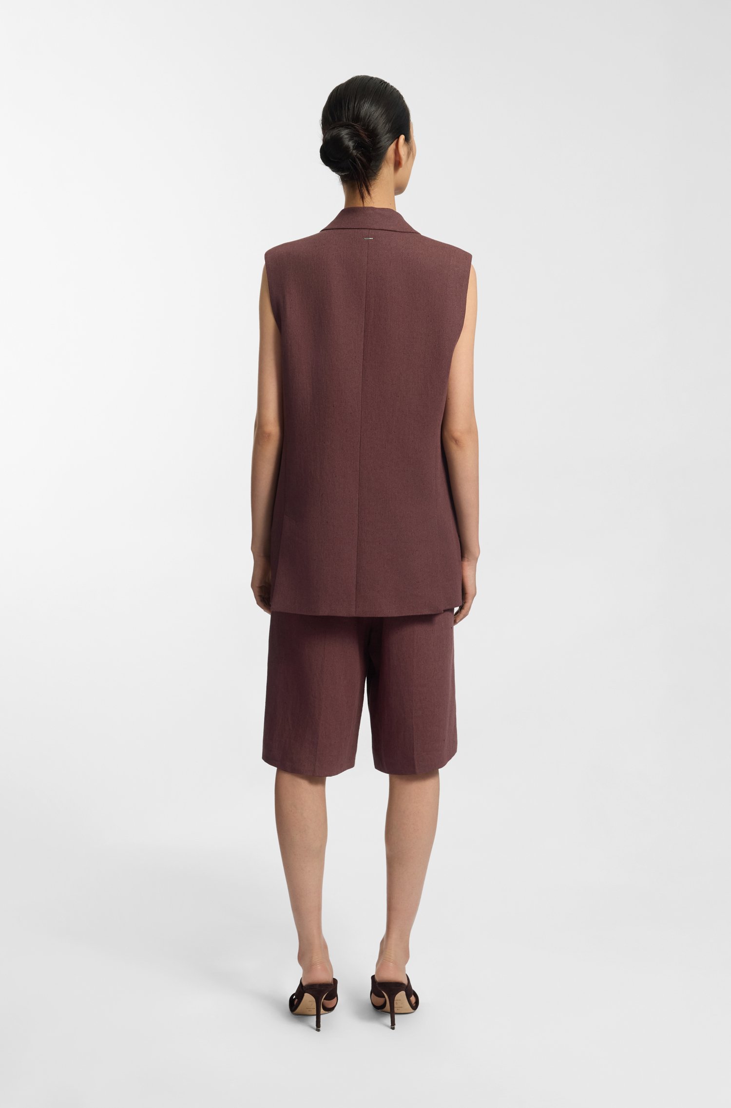 Boss Relaxed-fit shorts in a linen blend dam – bild 2