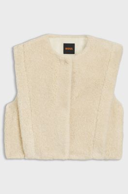 Pl&uuml;sch-Teddy-Weste, Hellbeige