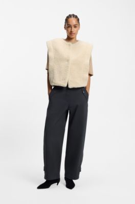 Bodywarmer van heerlijk zachte teddy, Lichtbeige