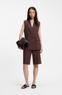 Relaxed-fit vest in a linen blend, Dark Brown