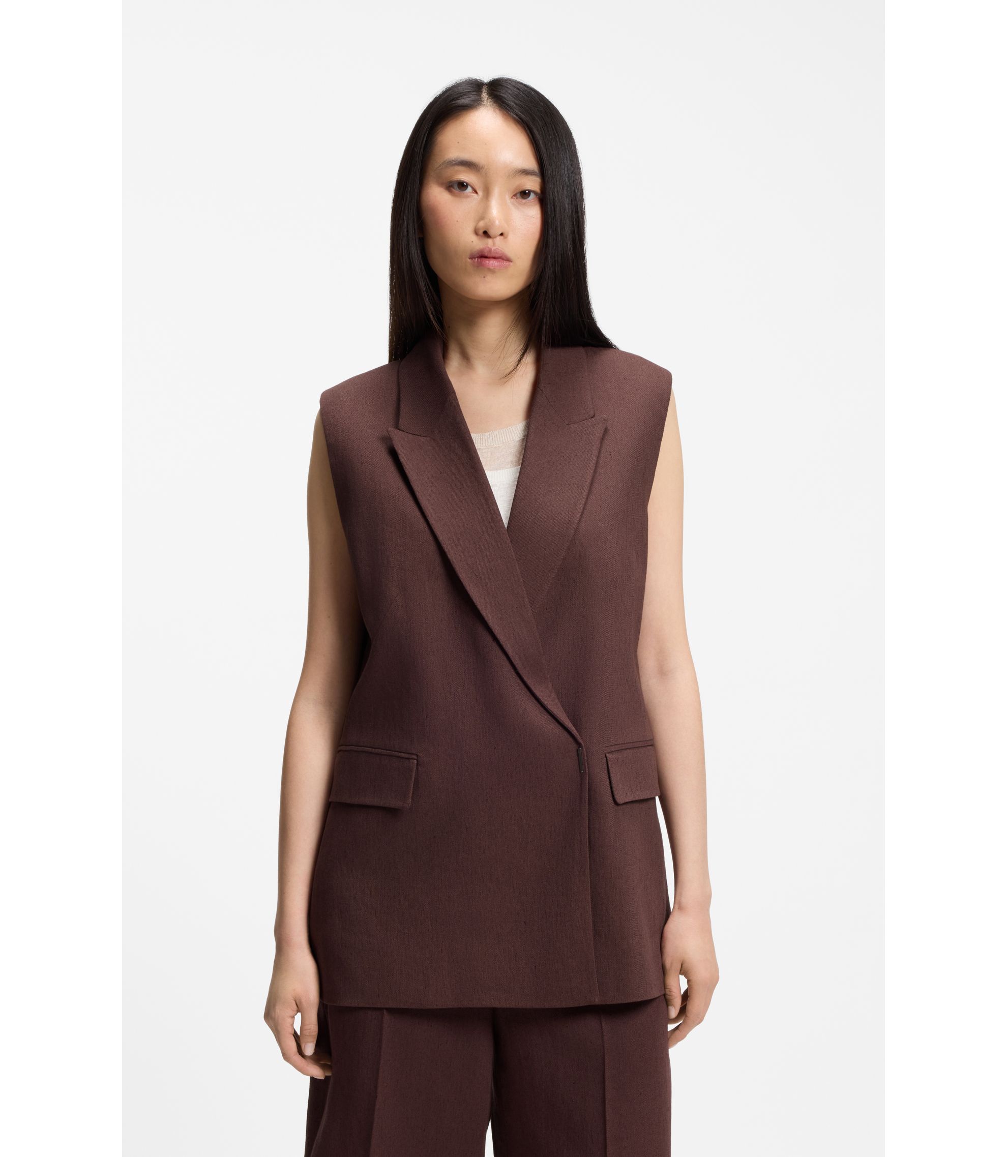 Relaxed-Fit Weste aus Leinen-Mix