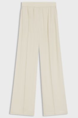 Relaxed-fit trousers in fluid crepe, Natural