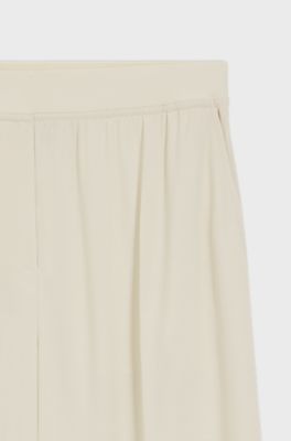 Relaxed-fit trousers in fluid crepe, Natural