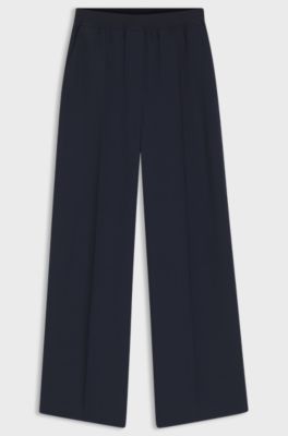 Relaxed-fit trousers in fluid crepe, Dark Blue