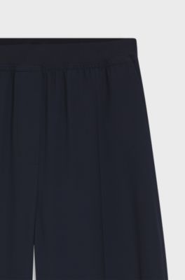 Relaxed-fit trousers in fluid crepe, Dark Blue