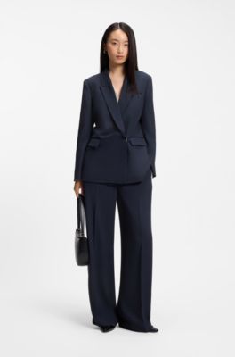 Relaxed-fit trousers in fluid crepe, Dark Blue