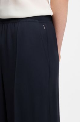Relaxed-fit trousers in fluid crepe, Dark Blue