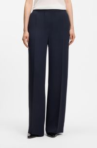 Relaxed-fit trousers in fluid crepe, Dark Blue