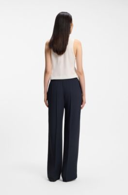 Relaxed-fit trousers in fluid crepe, Dark Blue