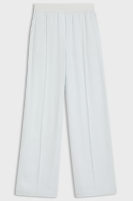 Pantaloni relaxed fit in cr&ecirc;pe fluido, Celeste