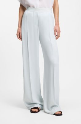 Relaxed-fit trousers in fluid crepe, Light Blue