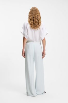 Relaxed-fit trousers in fluid crepe, Light Blue