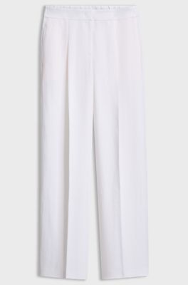 Relaxed-fit trousers in a linen blend, White