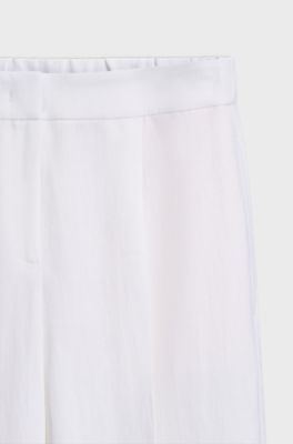 Relaxed-fit trousers in a linen blend, White