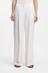 Relaxed-fit trousers in a linen blend, White