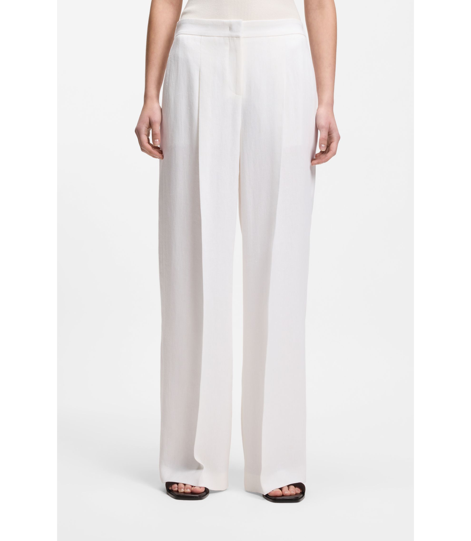 Relaxed-Fit-Hose aus Leinen-Mix