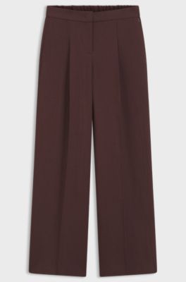 Relaxed-fit trousers in a linen blend, Dark Brown