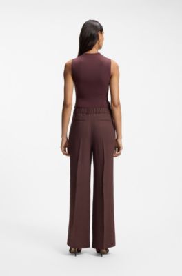 Relaxed-fit trousers in a linen blend, Dark Brown