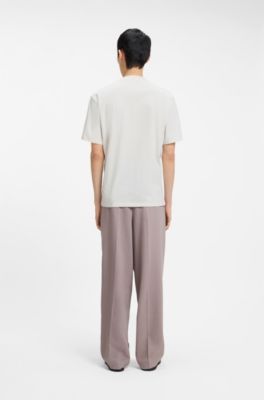 Cotton-jersey T-shirt with tortoiseshell logo patch, Natural