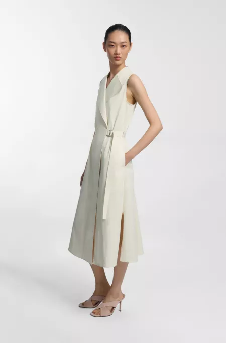 Stretch-cotton wrap dress with adjustable belt