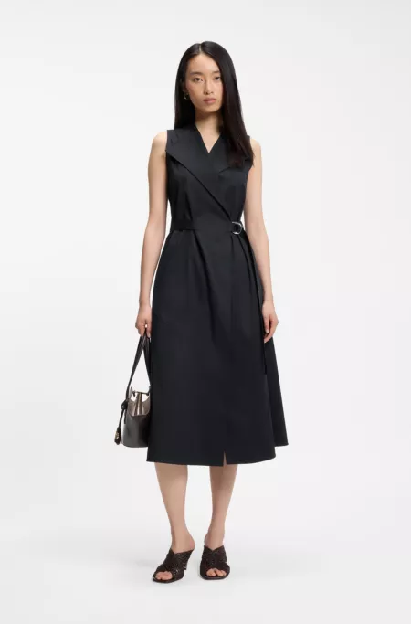 Stretch-cotton wrap dress with adjustable belt