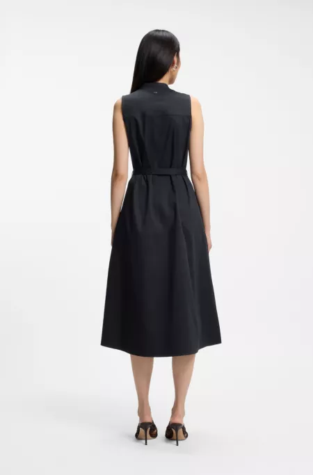 Stretch-cotton wrap dress with adjustable belt