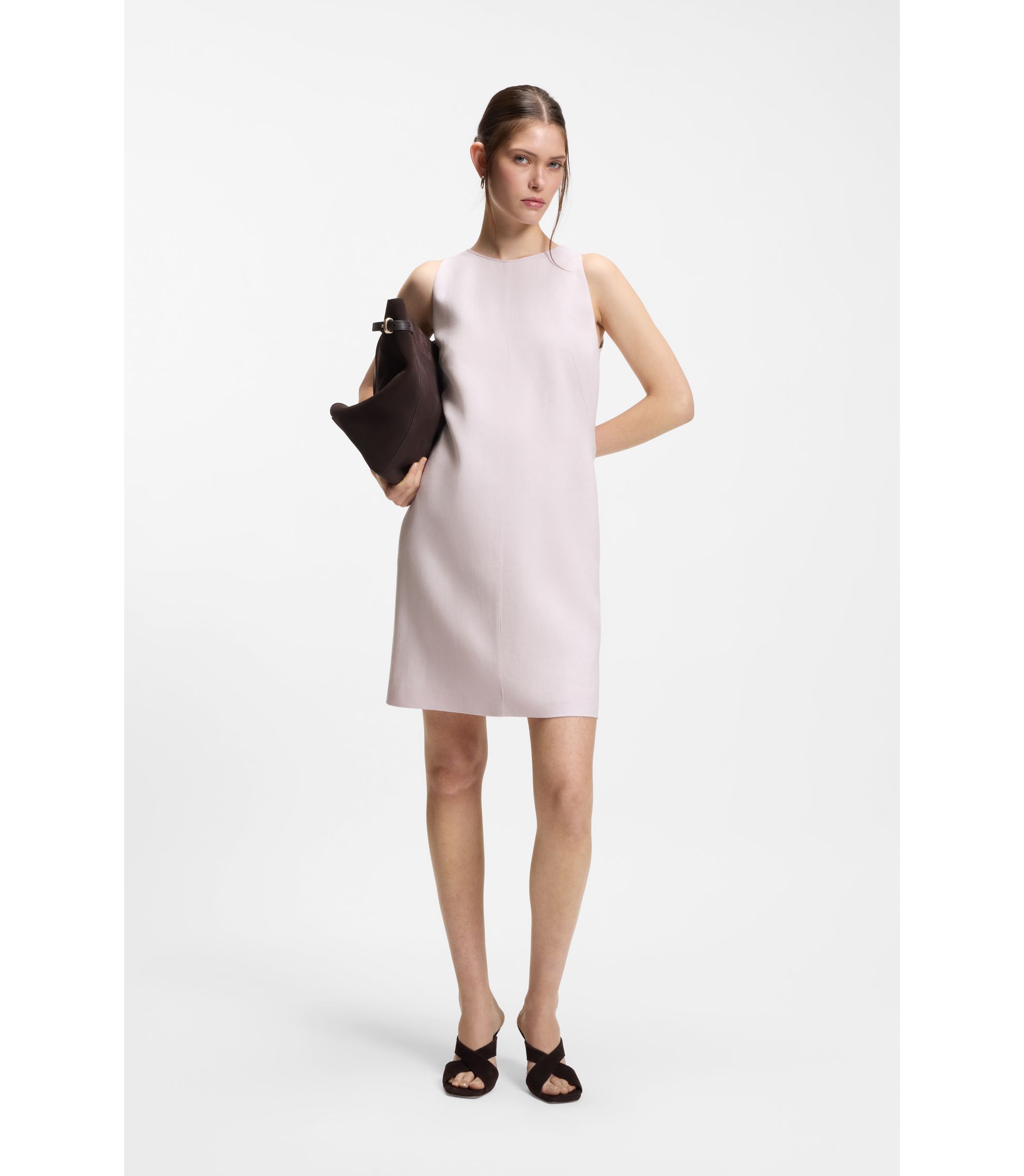 Ärmelloses Etuikleid aus Leinenmischung