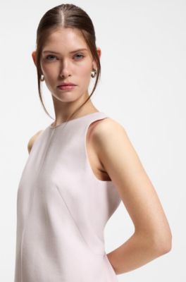 Sleeveless shift dress in a linen blend, Light Pink