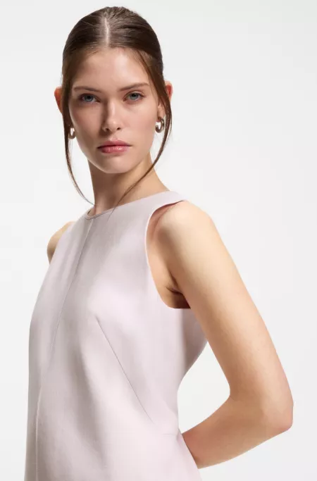 Sleeveless shift dress in a linen blend