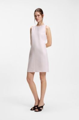 Sleeveless shift dress in a linen blend, light pink
