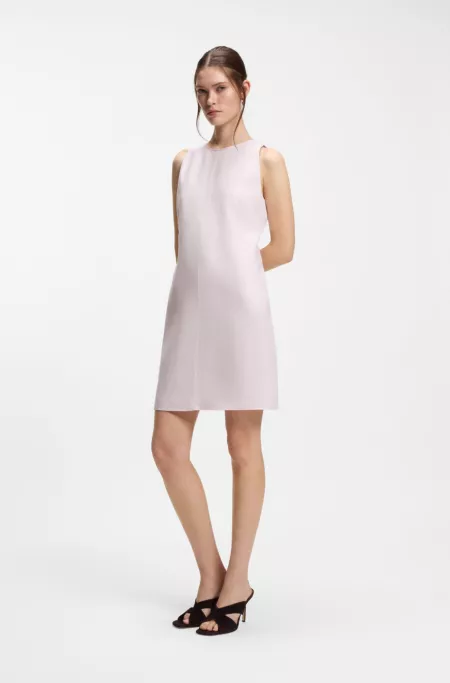 Sleeveless shift dress in a linen blend