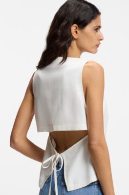 Modern-fit waistcoat with open back, Natural