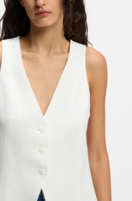 Modern-fit waistcoat with open back, White