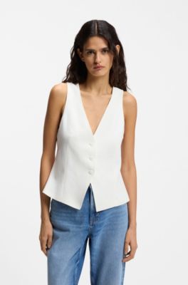 Modern-fit waistcoat with open back, Natural
