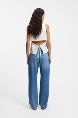 Modern-fit waistcoat with open back, Natural