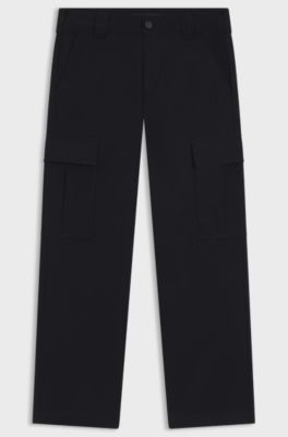 BOSS BY BECKHAM cargo trousers in micro-patterned cotton, Dark Blue