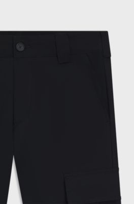 BOSS BY BECKHAM cargo trousers in micro-patterned cotton, Dark Blue